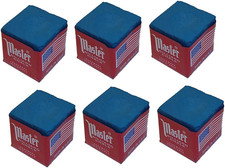 Set of 6 Blue Billiard Pool Cue Chalk