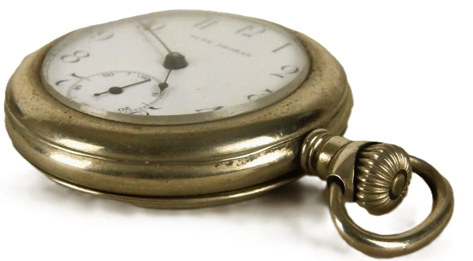 1907 Seth Thomas M17 Pocket Watch Grade 35 7J Nickel Silver USA For Repair RARE - Image 3 of 4