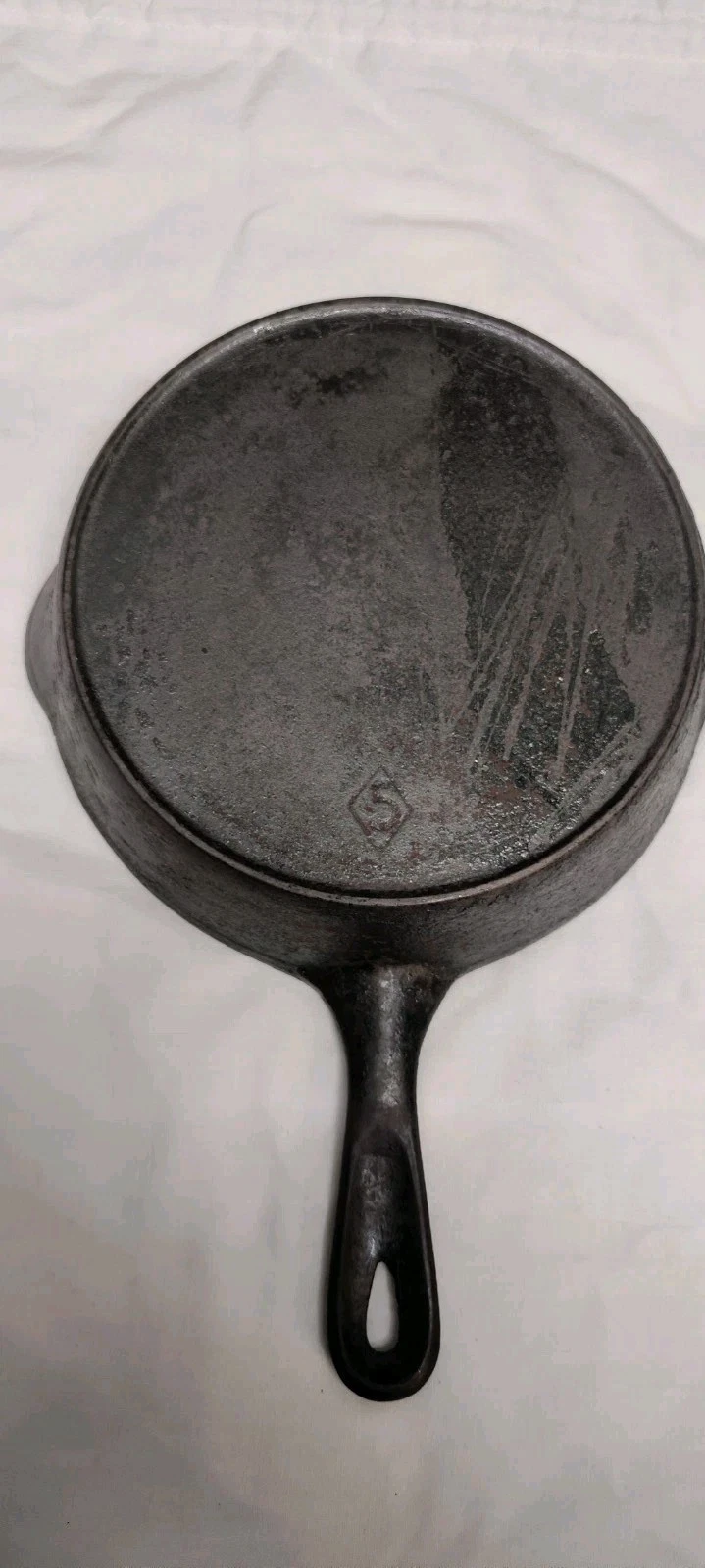 Vintage Chicago Hardware Foundry CHF #5 Cast Iron Skillet Diamond Logo Heat Ring
