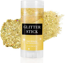 Gold Body Glitter Stick,Mardi Gras Face Hair Glitter,Festival Concert Rave Outfi
