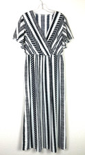 Shein Maxi Dress Cover Up Size 8/10 Black White Geometric Long Side Slits