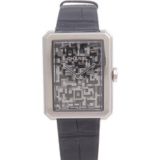 CHANEL CC Boy-Friend H6128 Quartz Watch Stainless Steel Black Silver
