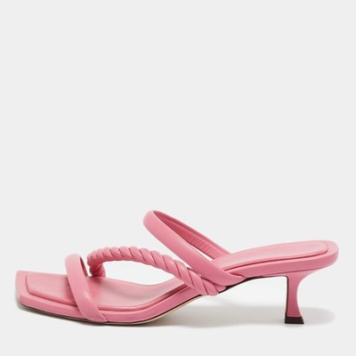Jimmy Choo Pink Leather Diosa Slide Sandals Size 43