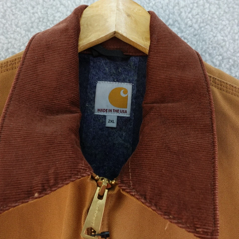 Carhartt Mens 2XL Brown Duck Blanket Lined Chore Work Jacket USA Made Corduroy - Image 3 of 4