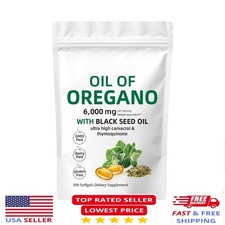 Oil Of Oregano 300 Softgels 6000mg Per Serving with Black Seed Oil Natural