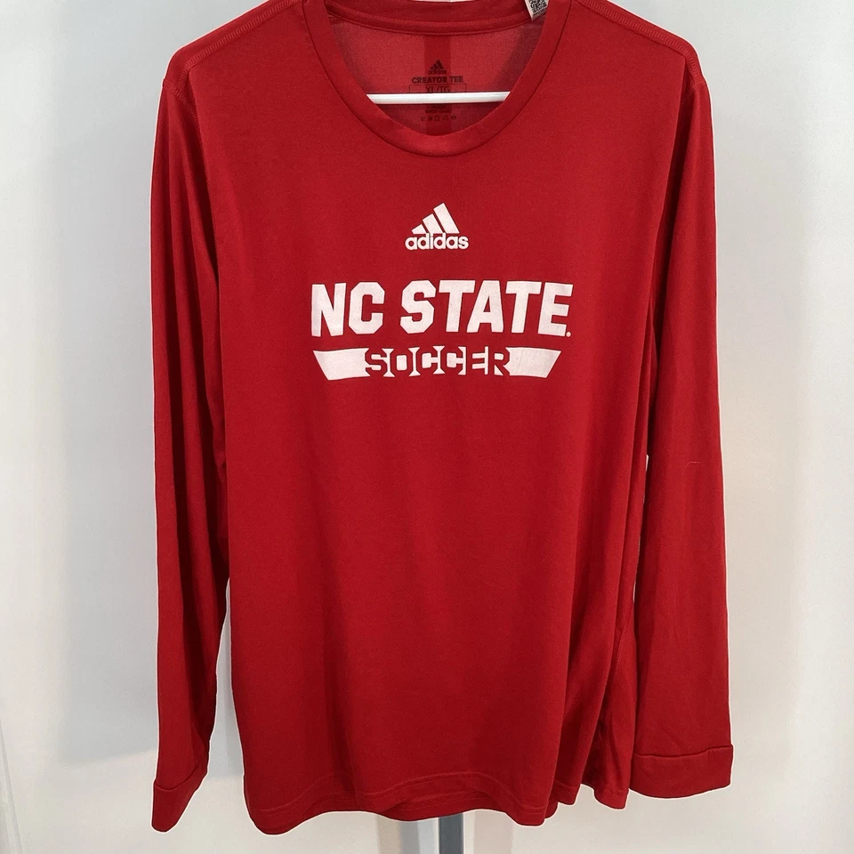 Mens Adidas NC State Wolfpack Soccer Long sleeved Performance Tee Red/Whte XL - Image 2 of 4