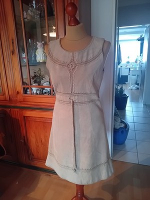 Hallhuber KLEID Lederkleid Gr S 36 beige elegant kleid leder
