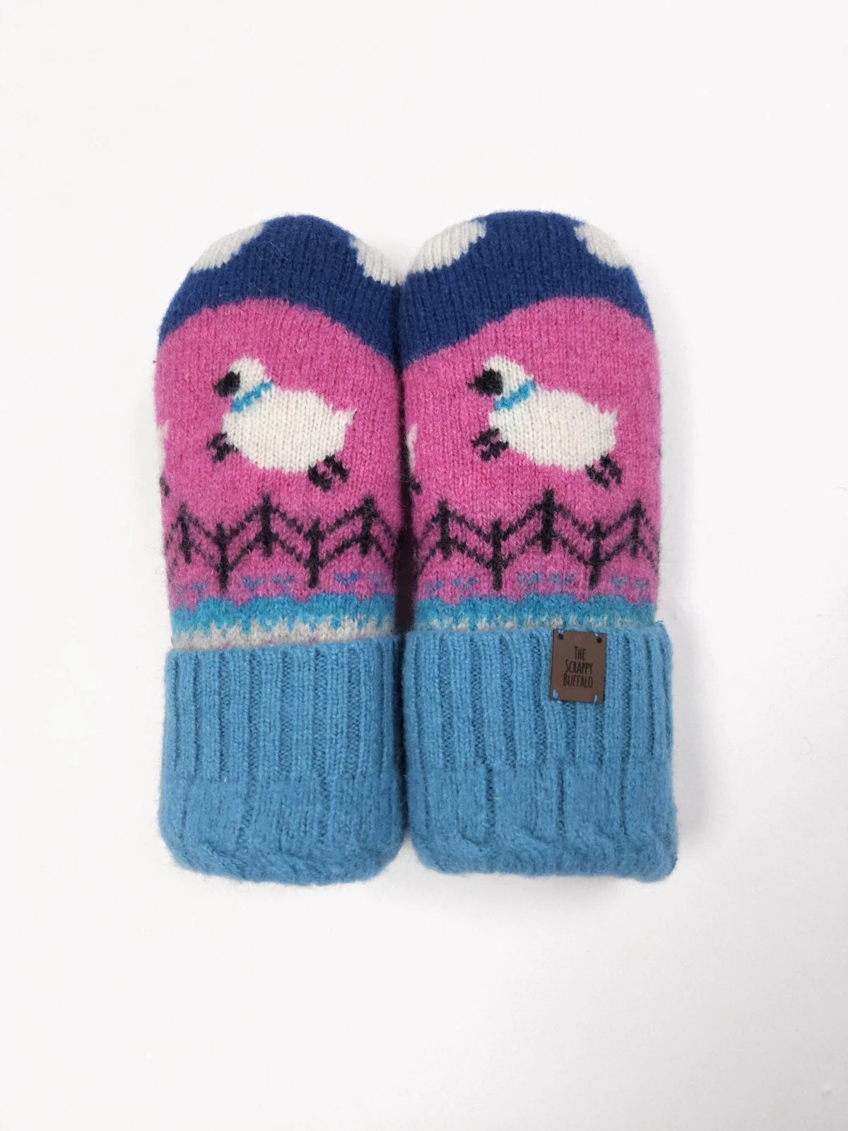 Upcycled Pink Sheep Wool Sweater Mittens: Double Fleece Lined Adult XS/S