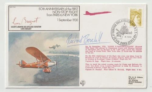 1/9/1980 France Flown Cover - First Non-Stop Flight Paris - New York -HANDSIGNED