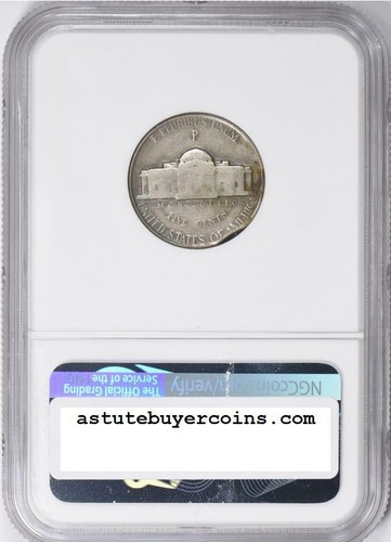 1945-P NGC VG08 Silver War Nickel Curved Clip at 1:00 Neat Mint Error VG8 - Picture 4 of 5