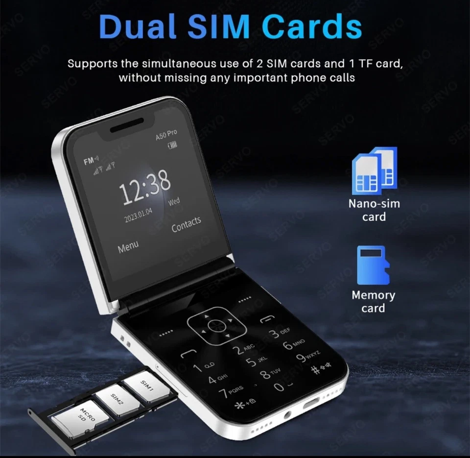 Cellulare Pieghevole Dual Sim: Color Nero E Bianco Servo A 50 Pro Estate Mare - Immagine 2 di 4