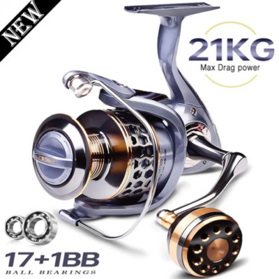 17+1BB Max Drag 21KG Spool Fishing Reel Gear 5.2:1Ratio High Speed Spinning Reel