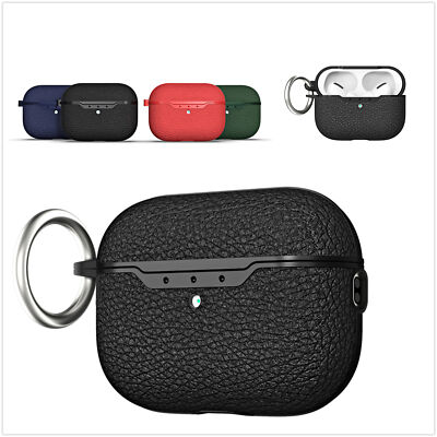 For Apple AirPods 3/4 Pro 1/2 Gen Slim Shockproof Leather with Keychain Case