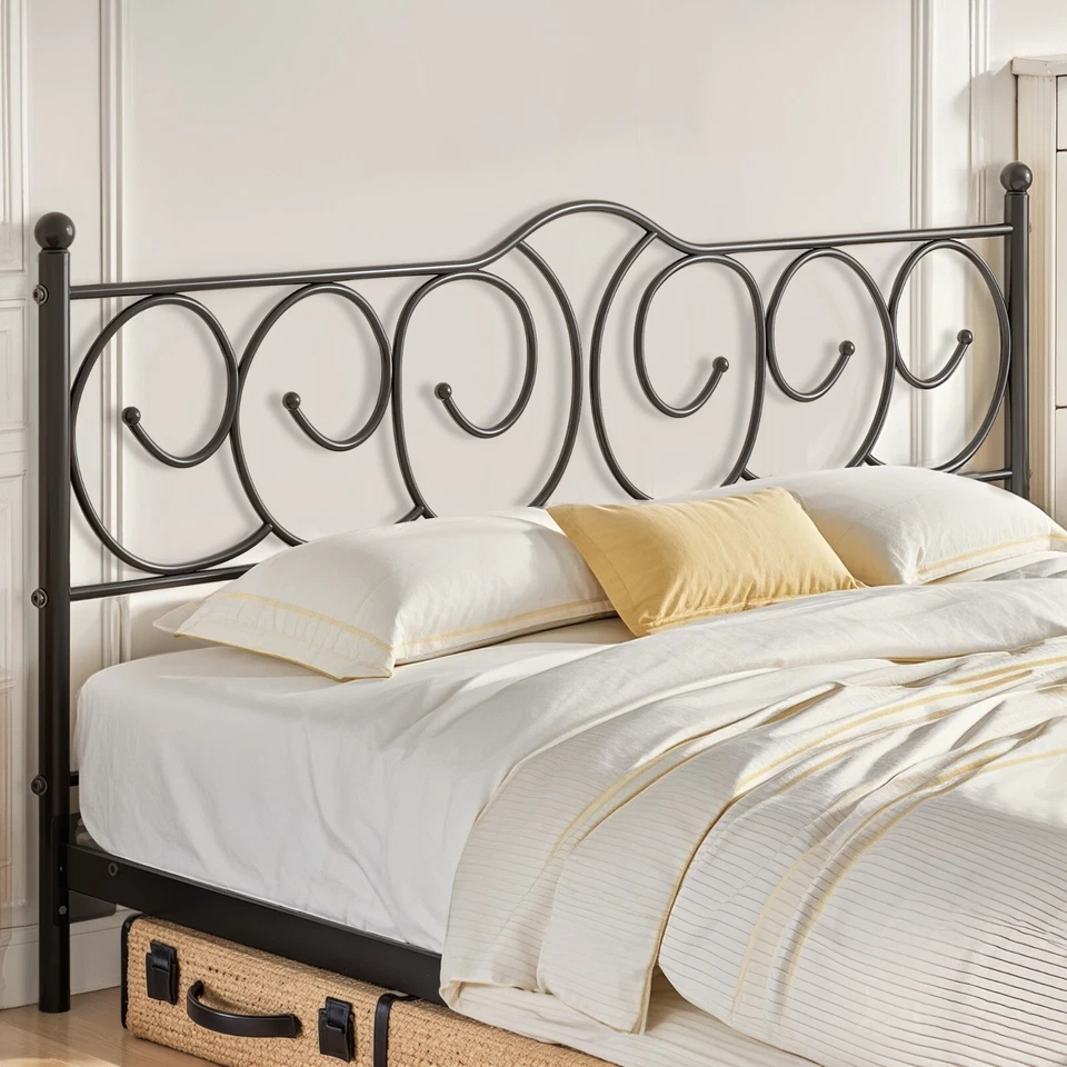 Cabecero de cama con marco de cama de metal tamaño king completo solamente, dormitorio, negro duradero Foto 2 de 4