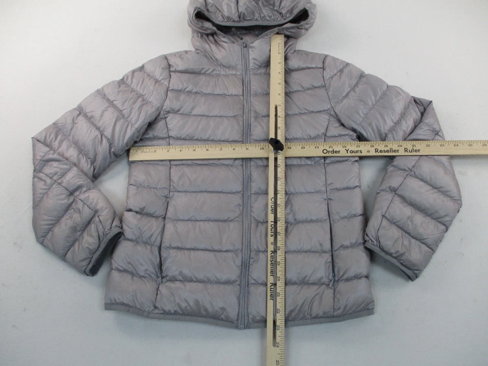 Uniqlo Down Feathers Jacket Boys Medium Hooded Zip Hooded Lightweight Packable - Image 4 of 4