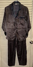 Vintage Victoria's Secret Gold Label 90's Pajama Black Pink Striped Satin Size P