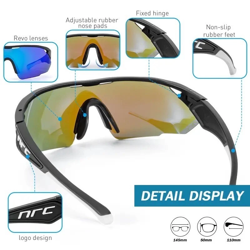 Gafas de sol HighTech blancas azules espejadas para correr ciclismo bicicleta deportes montañas Foto 3 de 4