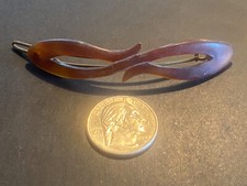 VTG EARlY HAND MADE IN FRANCE BROWN PLASTIC HAIR CLIP