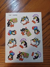Vintage Trend Stinky Stickers sheet 12 Scratch  Sniff Licorice Penguins T-147