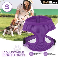 Adjustable Dog Pet Harness Breathable Padded Air Mesh Reflective Purple Jacket
