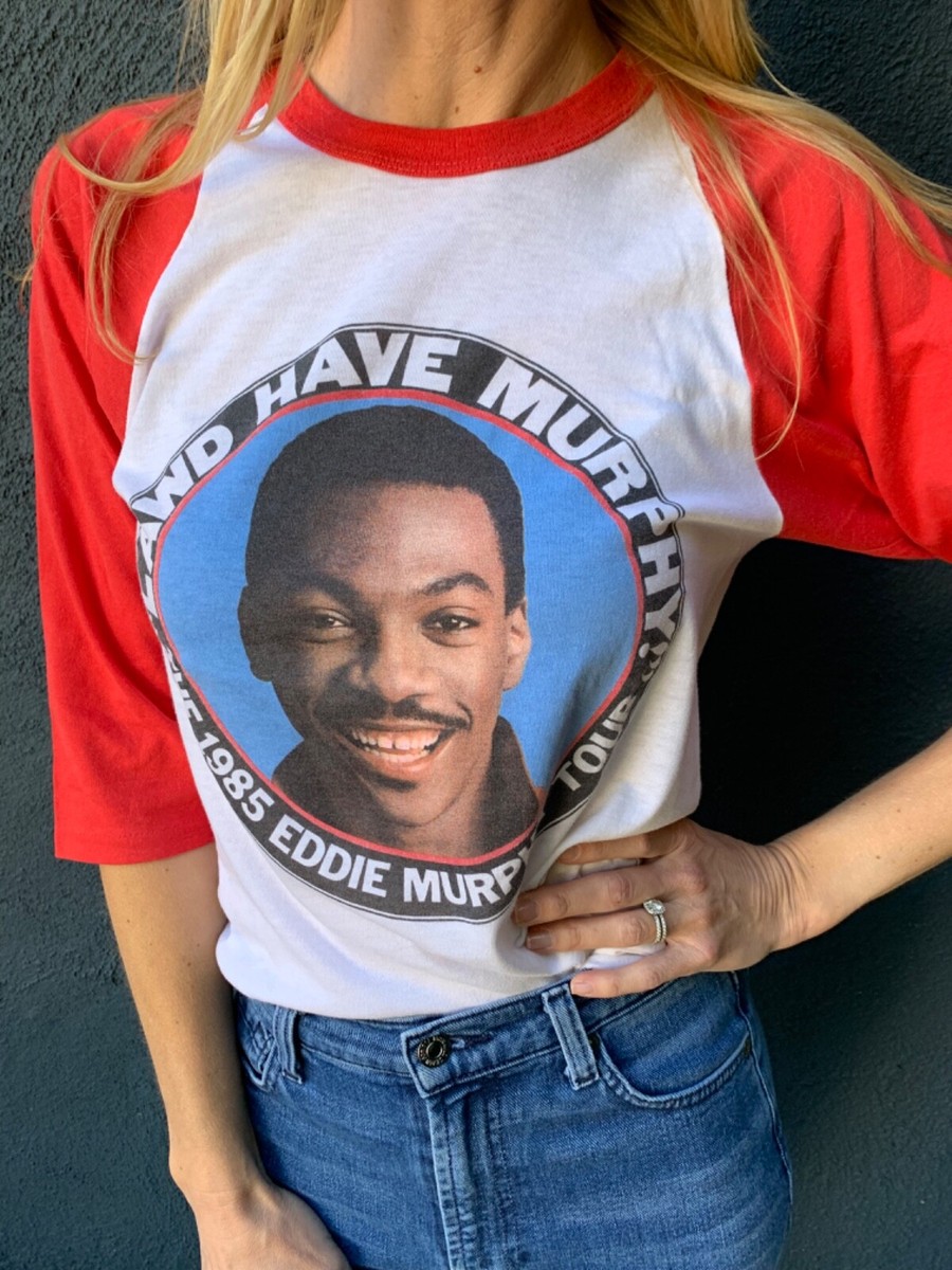 1985 VINTAGE 80s EDDIE MURPHY COMEDY TOUR RAGLAN T-SHIRT SZ S