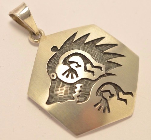 Taxco Mexico 925 Sterling Silver, Hopi-Style Kokopelli Piper & Bear Pendant Top - Picture 12 of 12