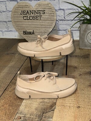 CLARKS TRI CLARA WOMENS BLUSH ROSE LEATHER SHOES SIZE 7