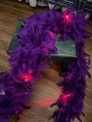 Vintage Feather Boa Purple with Lights Red Hat Society Eye Catching Desired