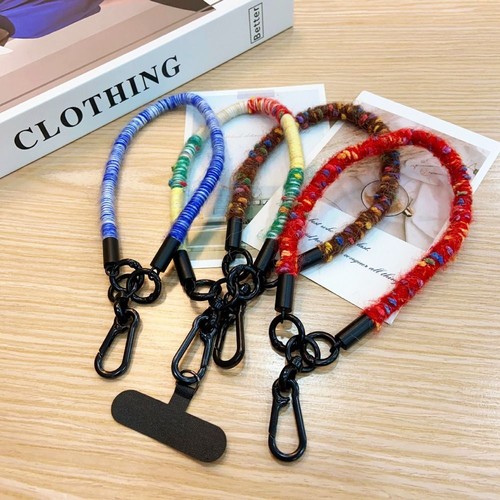 Handwoven Mobile Phone Lanyard Plush Hanging Rope Universal Phone Case Strap - Photo 10 sur 19