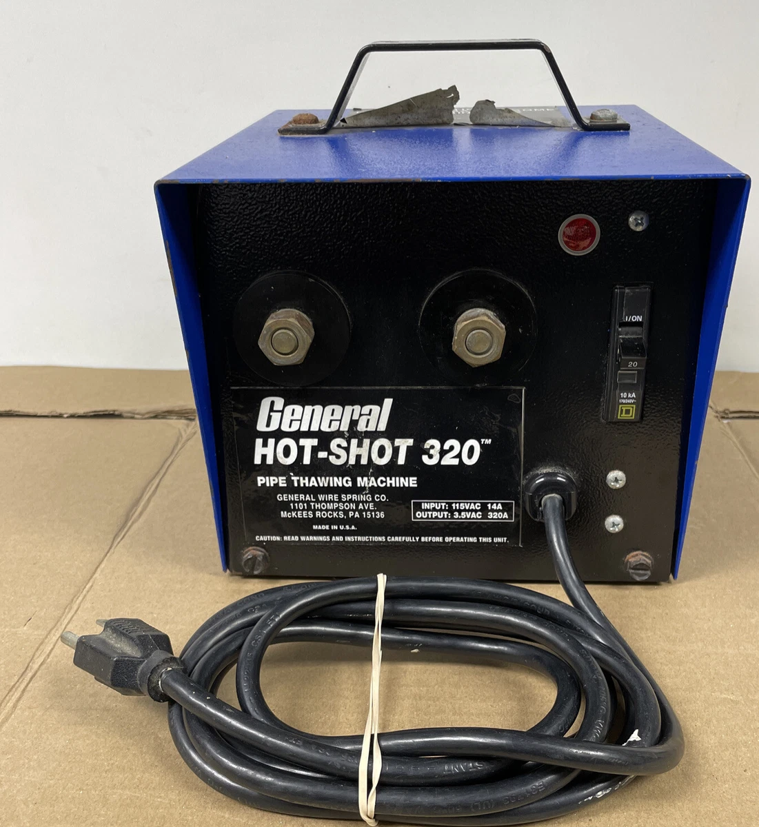 General HOT SHOT 320 Pipe Thawing Machine + Cable Clamps USA for Frozen  Pipes | eBay