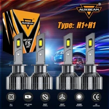 AUXBEAM Combo Kit H1+H1 180W LED Headlight Bulbs High Low Beam 6500K Super White