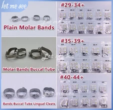 4x Dental Orthodontic 1st Molar Bands Plain Molar Band & Buccal Tube Size 29-44+