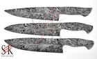 Lot of 3 Feather Damascus Steel Chef Knife Blank Blade Kitchen Knife Making CB27