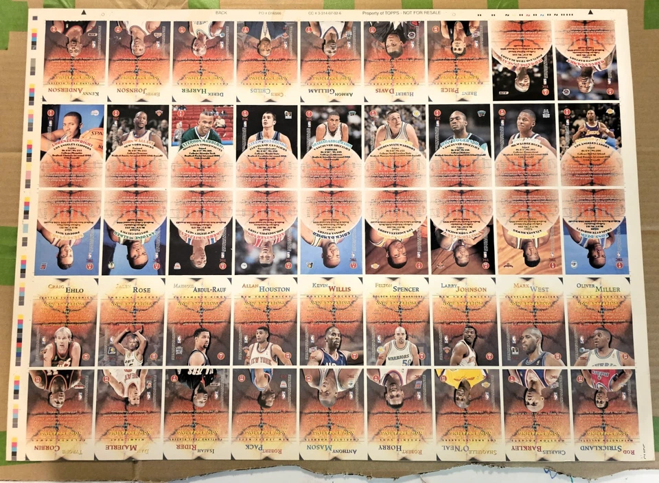 1996 Topps Stadium Club NBA Uncut Sheet Kobe Bryant RC R9 Iverson Nash NO FOIL - Image 3 of 4