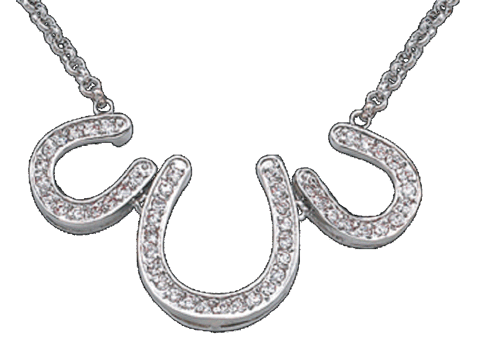 Montana Silversmiths Women's SILVER TRIPLE HORSESHOE NECKLACE w/ silver