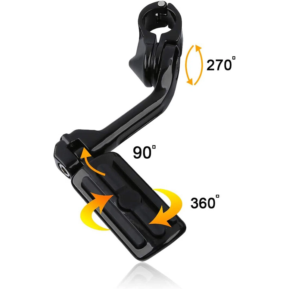 Barra protectora de motor de 1-1/4" negra larga estriberas de carretera para Harley Electric Glide Foto 3 de 4