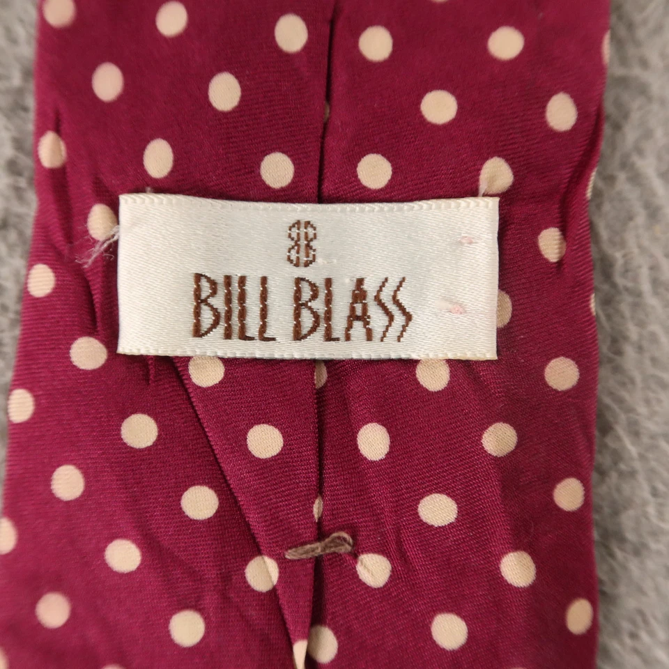 Corbata Bill Blass Rojo Rosa Lunares 100% Seda Italia Hecha en EE. UU. 3,5" Foto 3 de 4