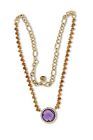14K Gold Diamond Halo Fine Jewelry Luxury Amethyst & Citrine Tennis Necklace