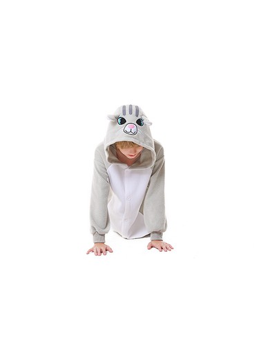 Kids Gray Cat Costumes Unisex Soft Hooded One-piece Pajamas Cosplay Homewear - Picture 36 of 55