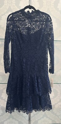 TERI JON Navy Sheer Lace Long Sleeve Dress Style#97225 Sz 10 $495 NWT | eBay