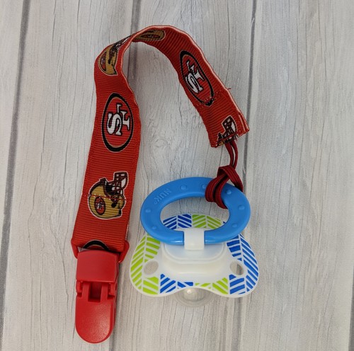 49ers Schnullerclip, Fußball Schnullerclip, Baby Dusche Geschenk, Strumpfhalter - Bild 6 von 7
