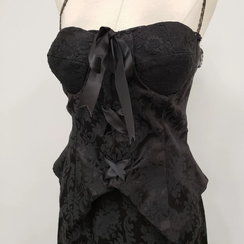 Vintage Roberta Womens Y2K Witchy Lacey Corset Maxi Dress Size 8 Vamp Elvira - Image 2 of 4