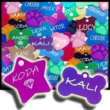 CUSTOM ENGRAVED PERSONALIZED PET TAG ID DOG CAT NAME TAGS DOUBLE SIDED