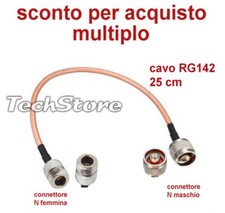 Cavo RF coassiale 50ohm RG142  25cm con connettori N Maschio - N Femmina NMFC9