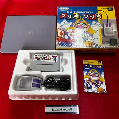 Mario & Wario Mause SNES Nintendo Super Famicom Box From Japan