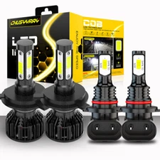 For Toyota Sequoia 2001-2007 - 4PC 6000K White Combo LED Headlights + Fog Bulbs