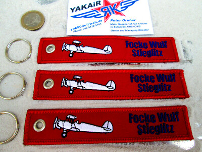 3er SET Keycain Focke Wulf Doppeldecker Avion / Aircraft / YakAir Aviator