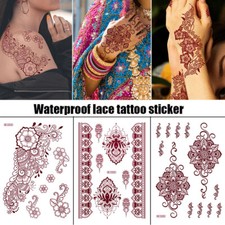 Lace Waterproof Temporary Tattoo Henna Stickers Fake Tattoos Body Hand Arm Art  