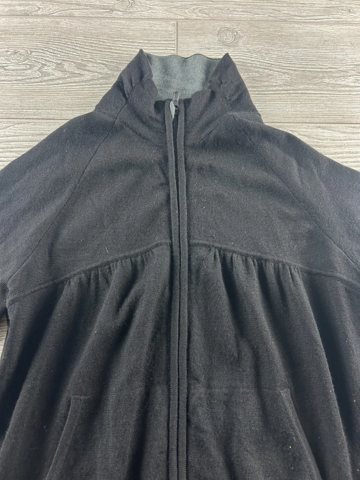 Suéter Smartwool Mujer Mediano Cremallera Completa 100% Lana Merino Bolsillos Frontales Negro Foto 3 de 4