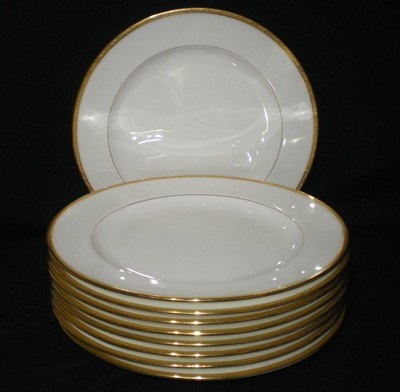 NICE Lot 9 Minton Burley Co H969 Gold Encrusted Sunburst Dinner Plates c 1903